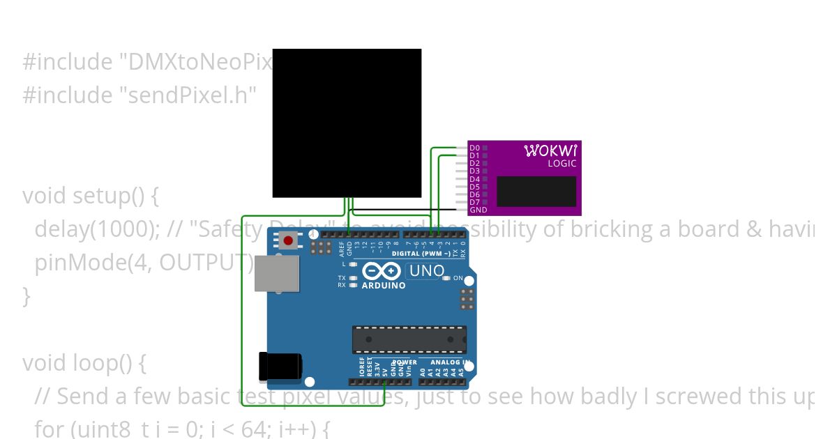 Integrated C++ and ASM DMX-512 NeoPixel Controller simulation
