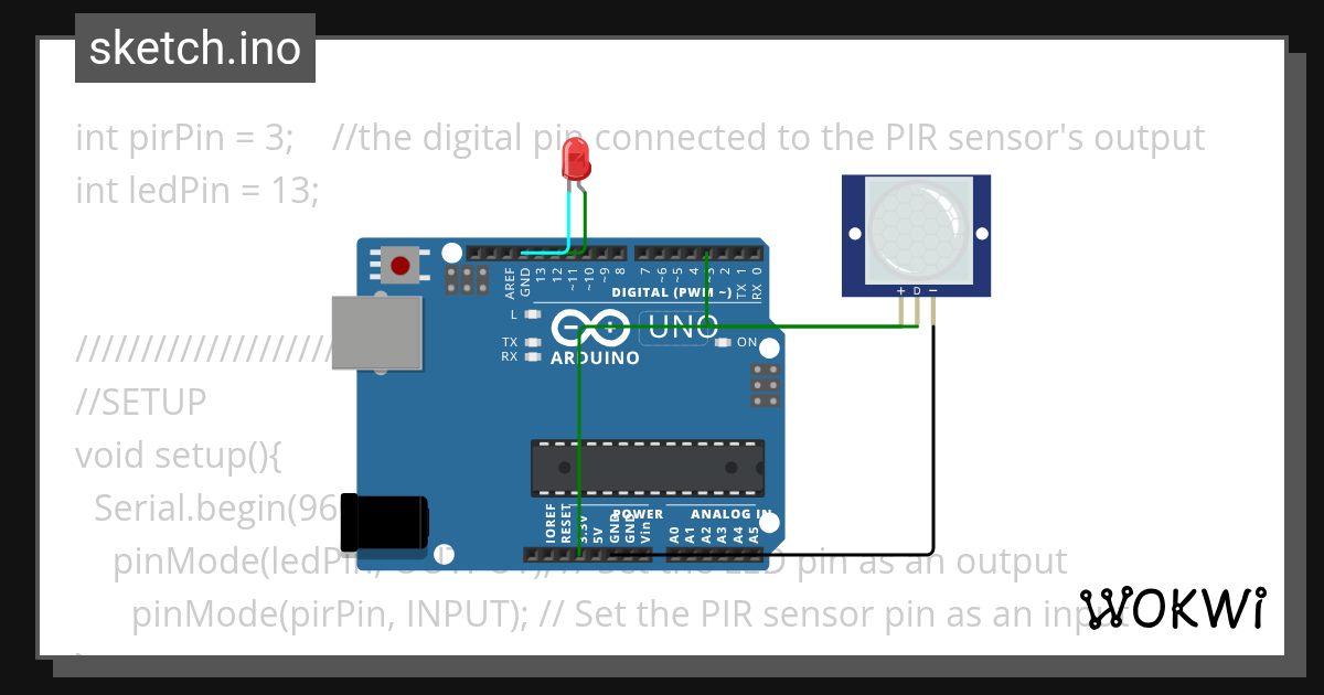 Pir sensor - Wokwi ESP32, STM32, Arduino Simulator
