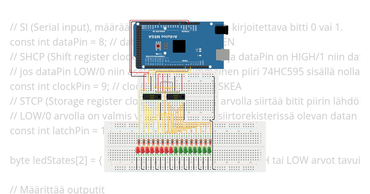 Serial 8 Bit Shift Register 0 - 255 counter simulation