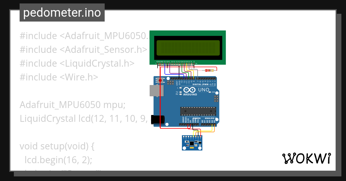 pedometer Wokwi ESP32, STM32, Arduino Simulator