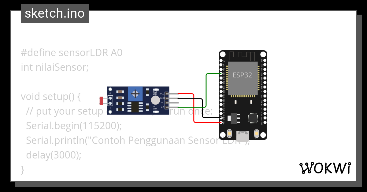 Penggunaan Sensor Cahaya Wokwi Arduino And Esp32 Simu 