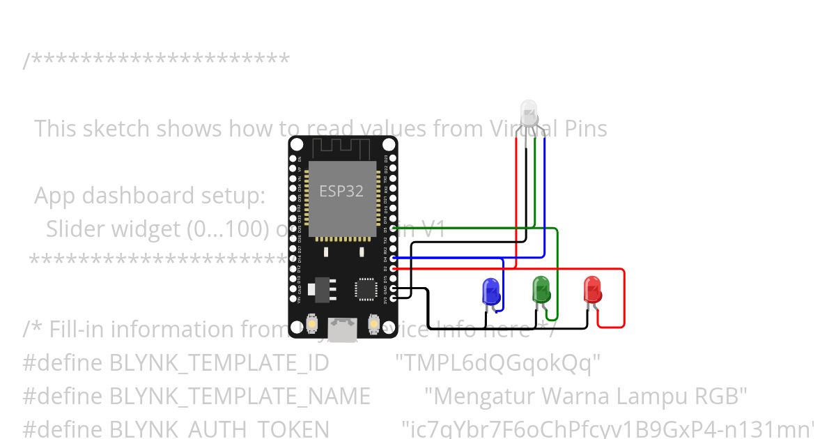 Mengatur Warna Lampu RGB simulation