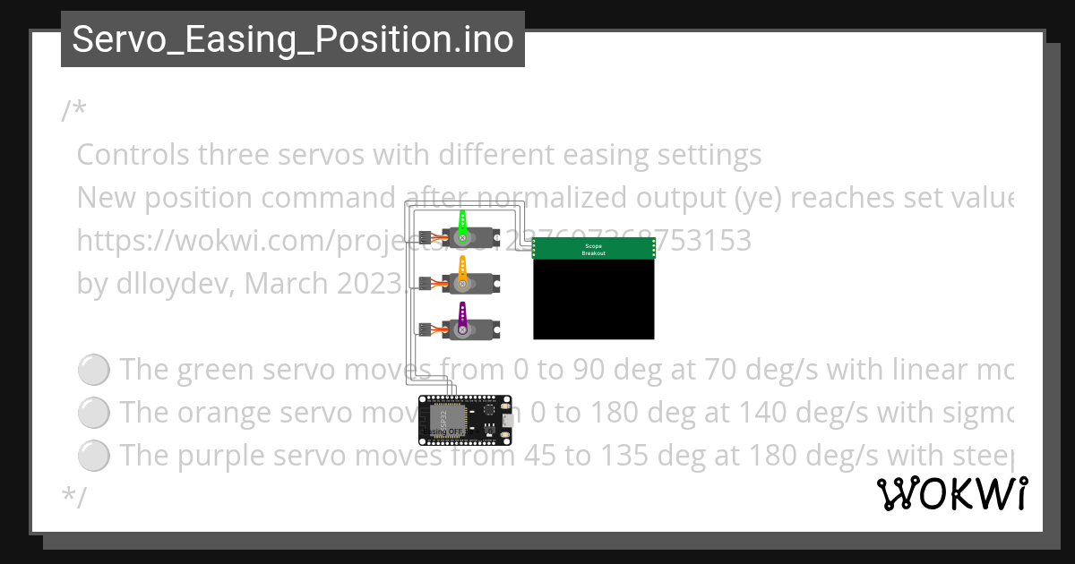 Servo_Easing_Position.ino Wokwi ESP32, STM32, Arduino Simulator