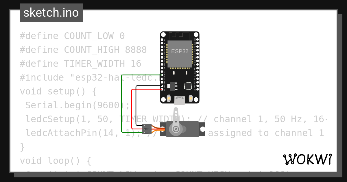 Esp32 servo motor wokwi esp32 stm32 arduino simulator