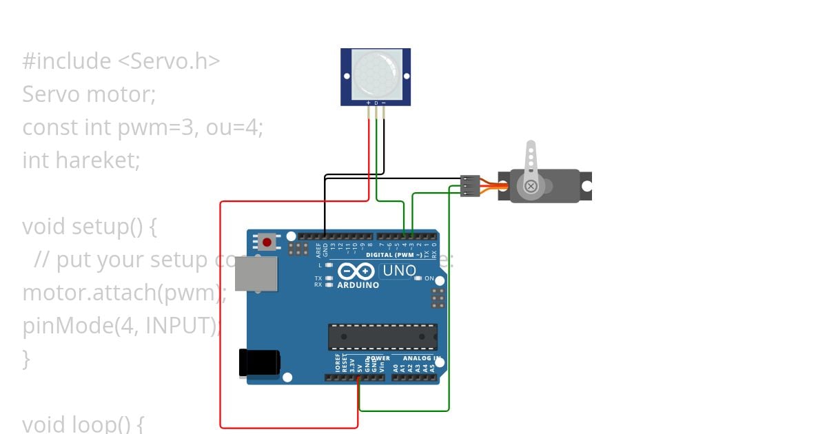 Hareket Sensörü ile servo kullanımı simulation