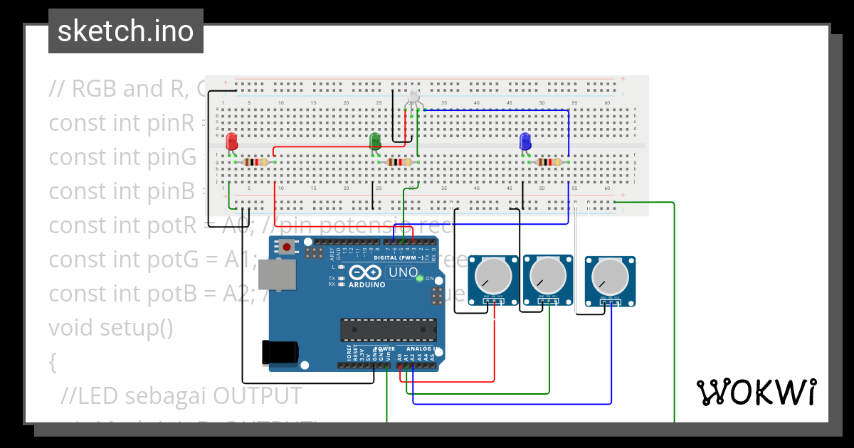 projek menghidupkan LED - Wokwi ESP32, STM32, Arduino Simulator