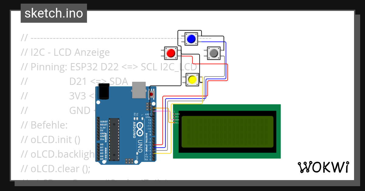 i2c lcd - Wokwi ESP32, STM32, Arduino Simulator