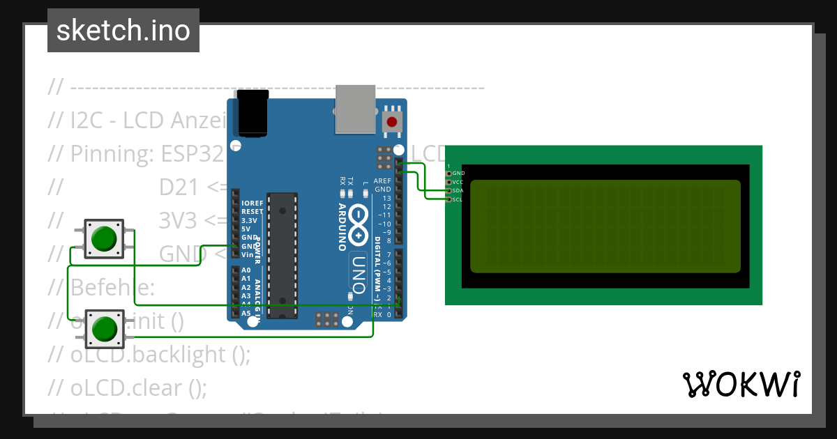 2b UNO i2C - Wokwi ESP32, STM32, Arduino Simulator