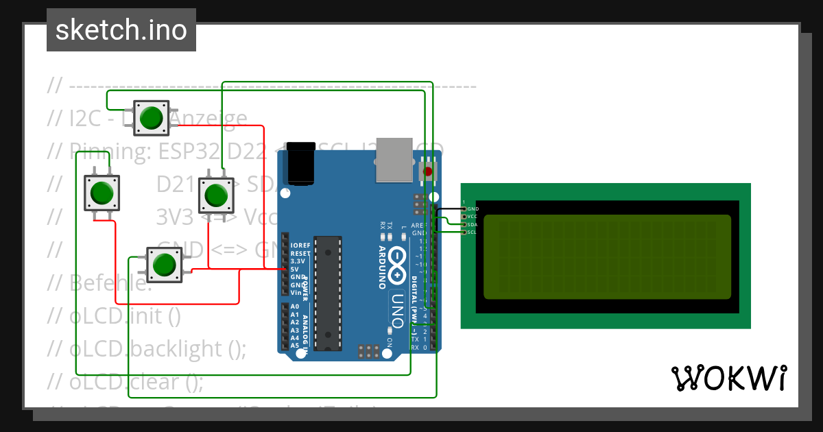 Arduino UNO I2C - Wokwi ESP32, STM32, Arduino Simulator