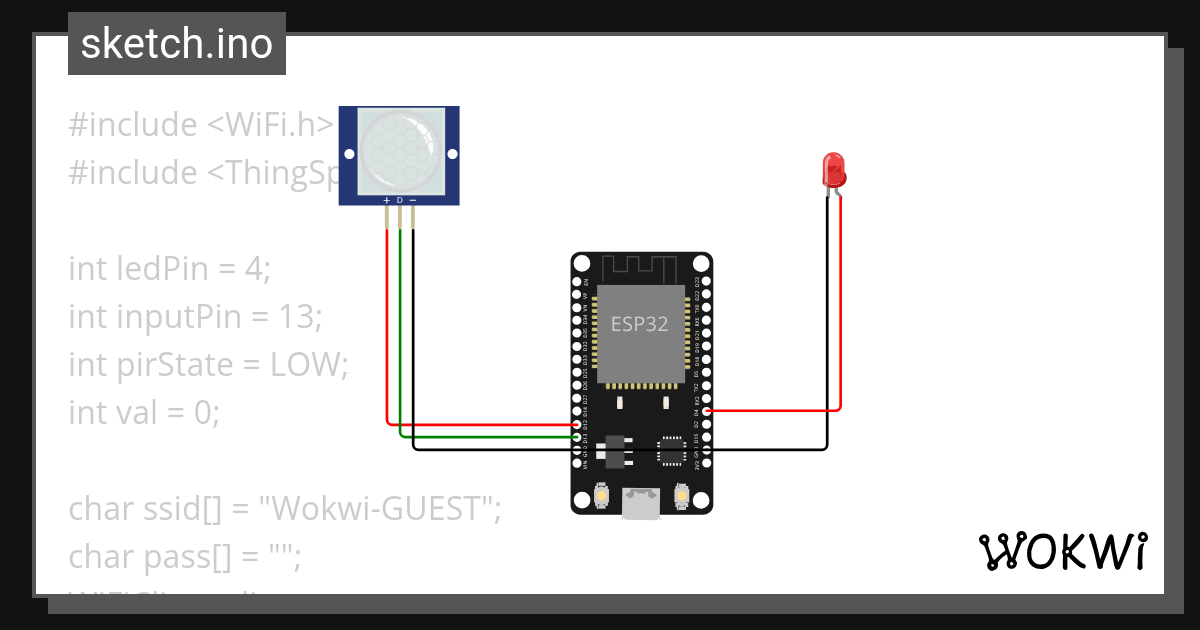 PIR Motion Sensor - Wokwi ESP32, STM32, Arduino Simulator