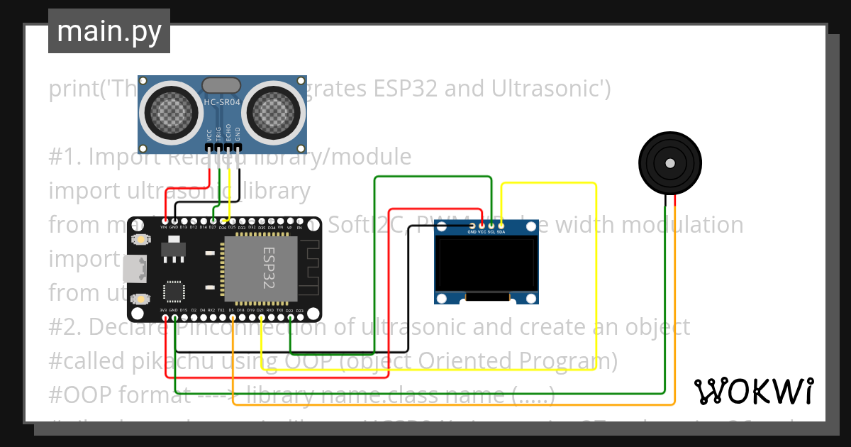 ESP + Ultrasonic - Wokwi ESP32, STM32, Arduino Simulator