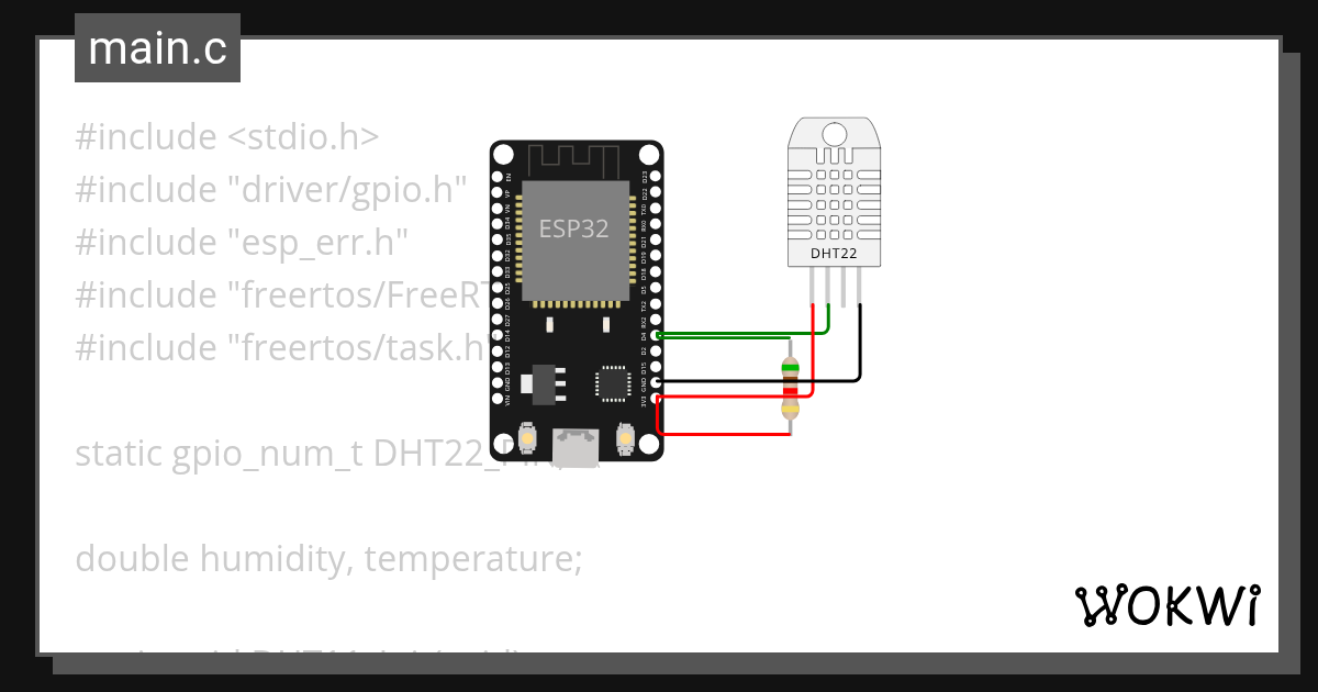 ESP32 DHT22 - Wokwi ESP32, STM32, Arduino Simulator