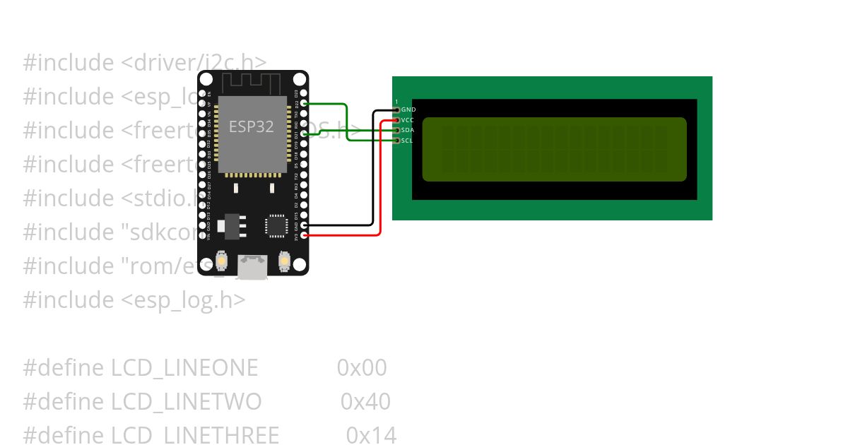 ESP32 I2C LCD simulation