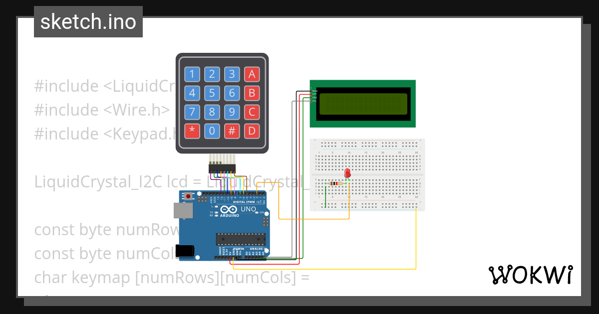LCD LED KEYPAD - Wokwi ESP32, STM32, Arduino Simulator
