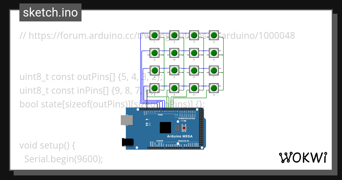 Button matrix Copy - Wokwi ESP32, STM32, Arduino Simulator