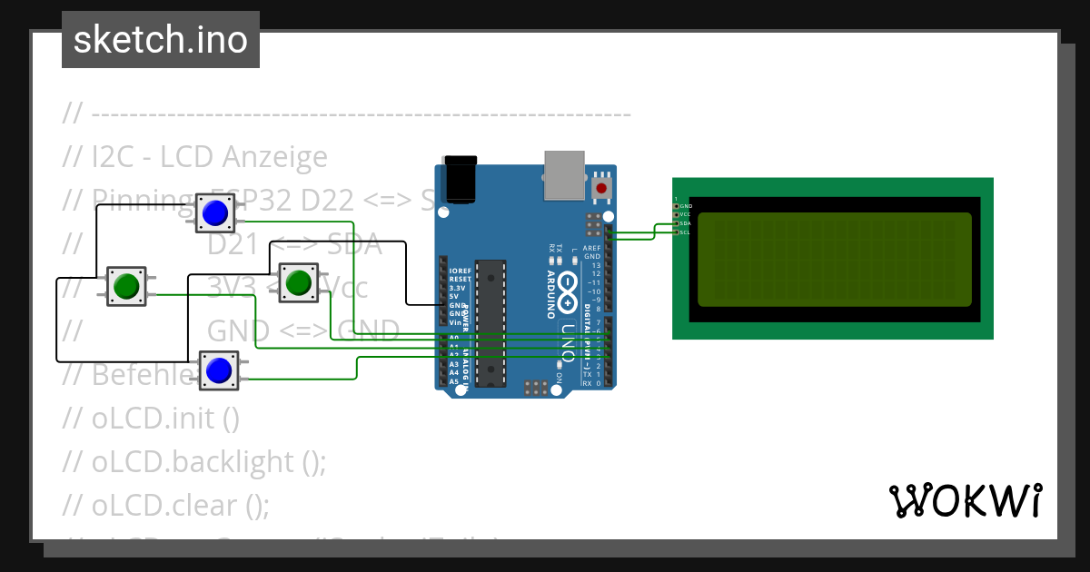 2AHEL I2C 20x4 - Wokwi ESP32, STM32, Arduino Simulator