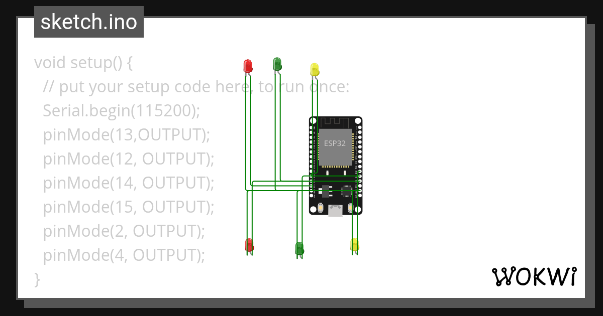 traffic light - Wokwi ESP32, STM32, Arduino Simulator