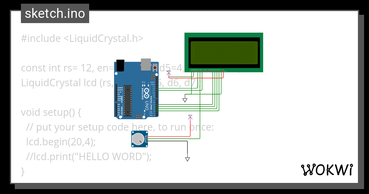 LCD.BEGIN - Wokwi ESP32, STM32, Arduino Simulator