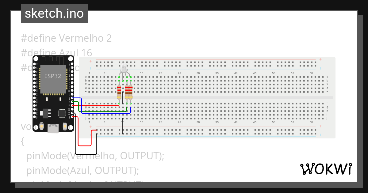 LED RGB - Wokwi ESP32, STM32, Arduino Simulator