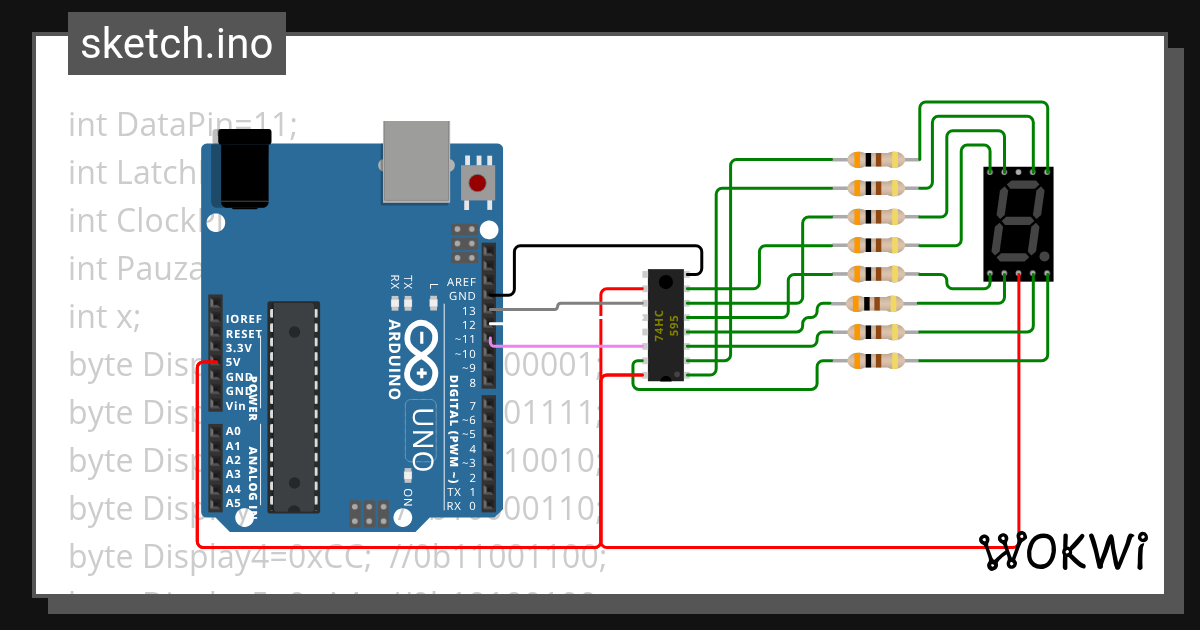For+If 7 Segment+ ShiftR Copy - Wokwi ESP32, STM32, Arduino Simulator