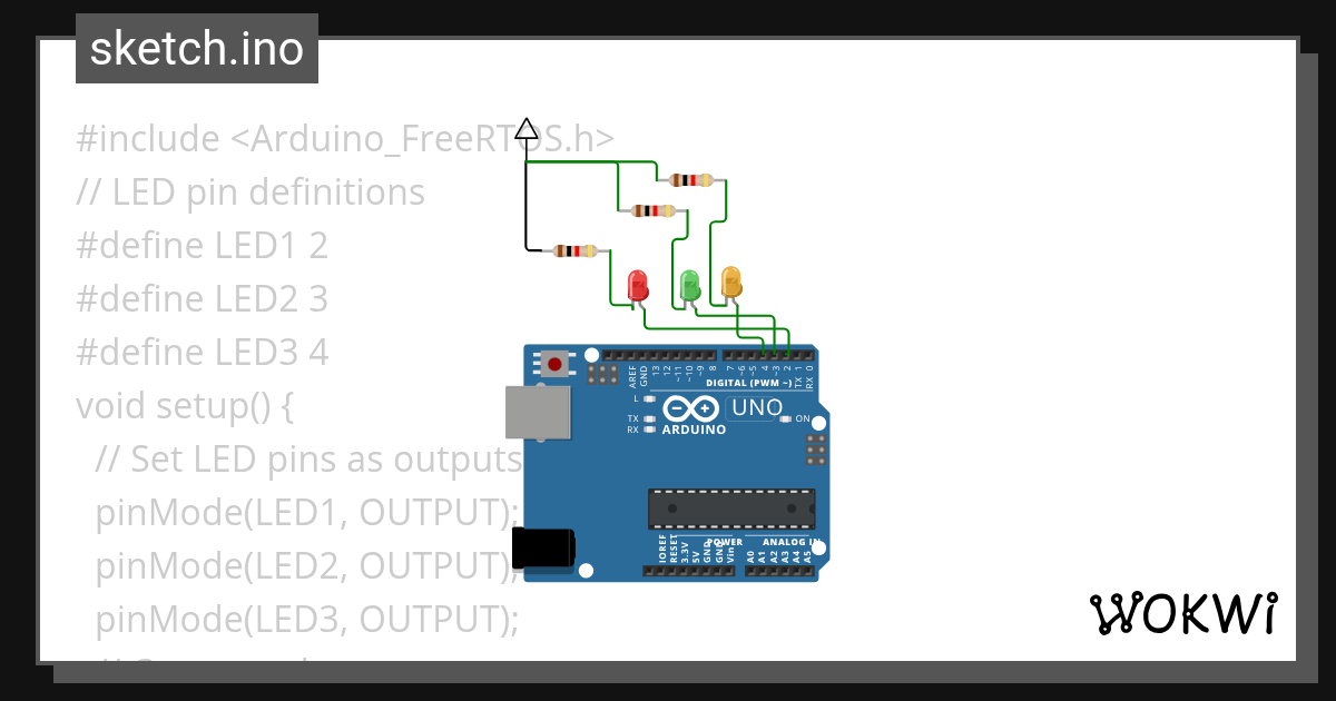 led tach Wokwi ESP32, STM32, Arduino Simulator