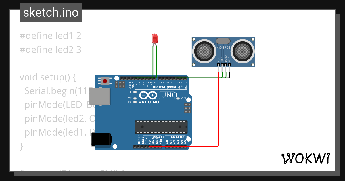 Ultra sensore - Wokwi ESP32, STM32, Arduino Simulator
