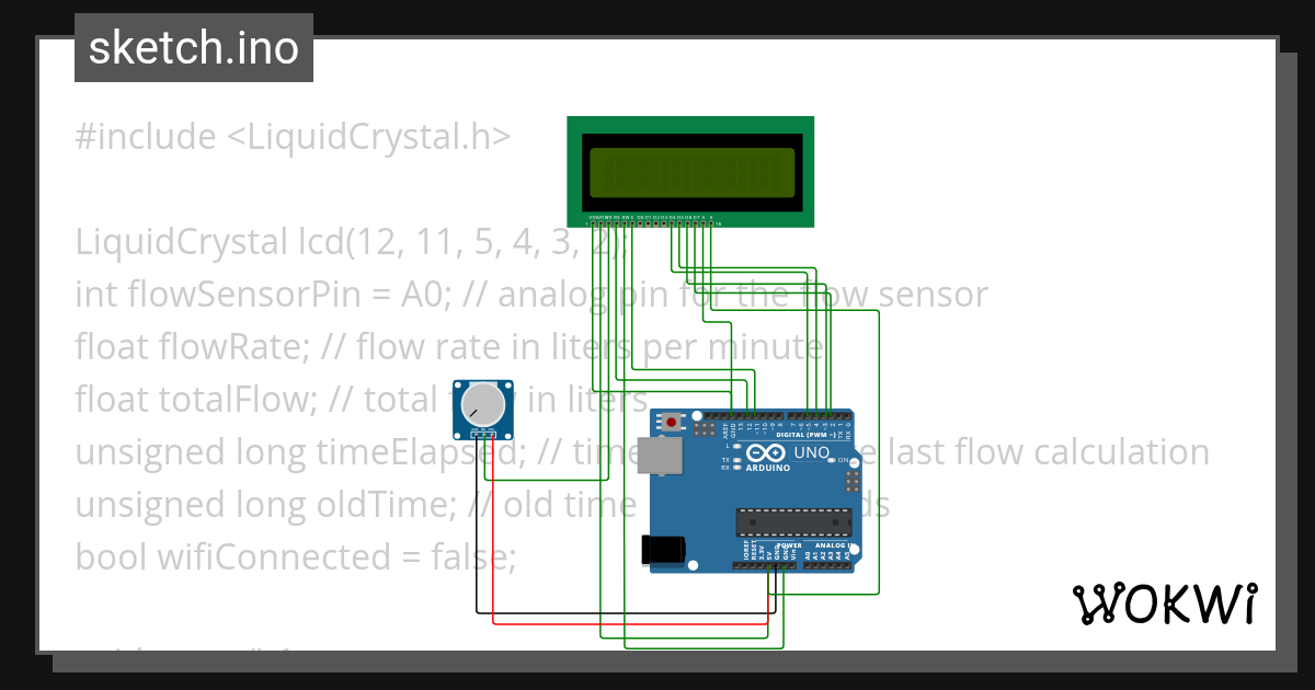 Water flow meter with wifi Wokwi ESP32, STM32, Arduino Simulator