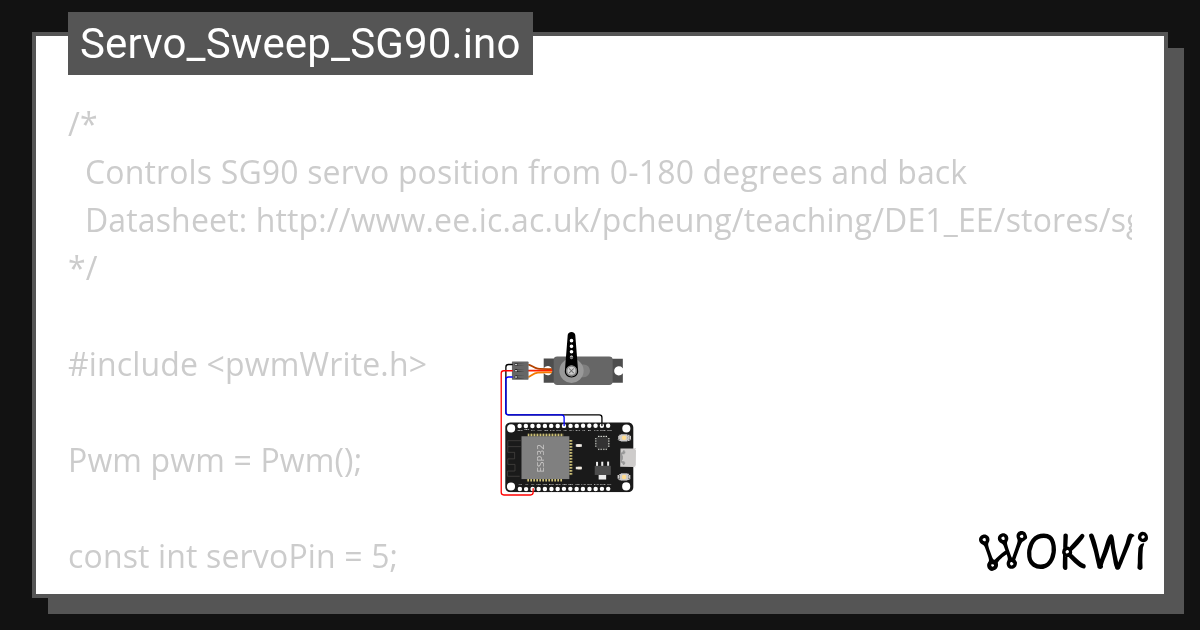Servo_Sweep_SG90.ino Wokwi ESP32, STM32, Arduino Simulator