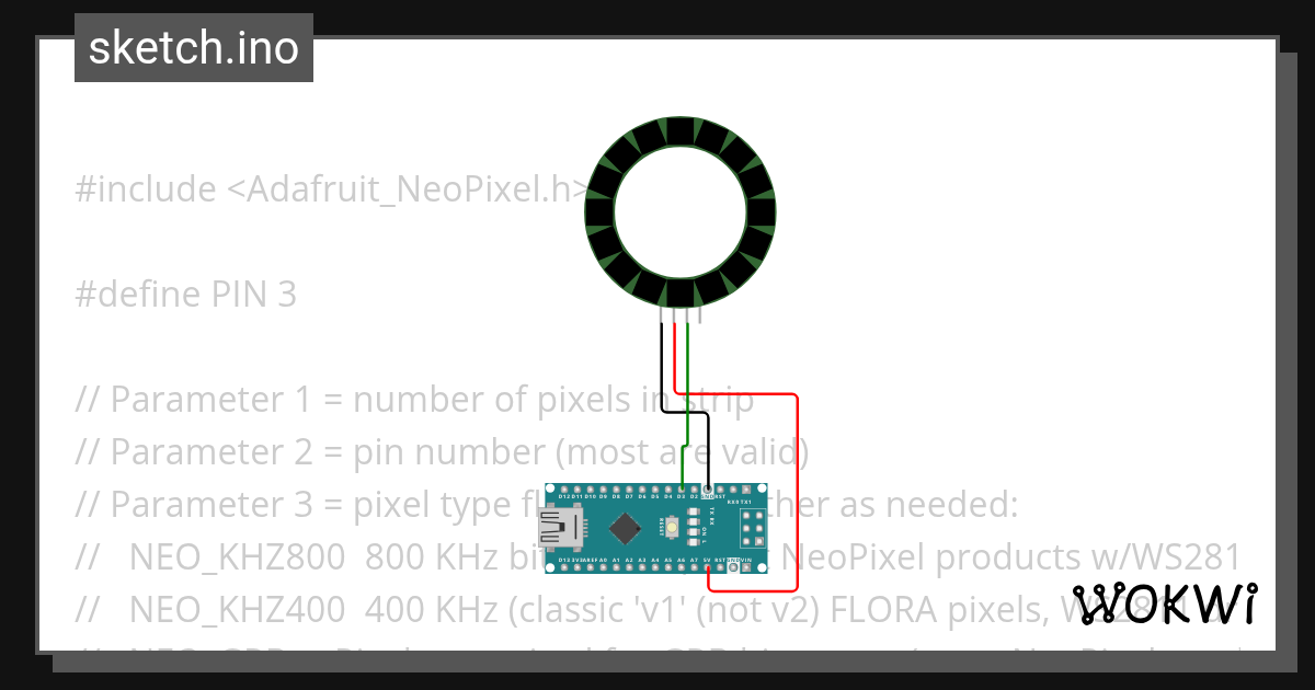 NeoPixel Test Chase - Wokwi ESP32, STM32, Arduino Simulator