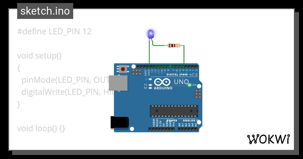 Simple LED circuit - Wokwi ESP32, STM32, Arduino Simulator