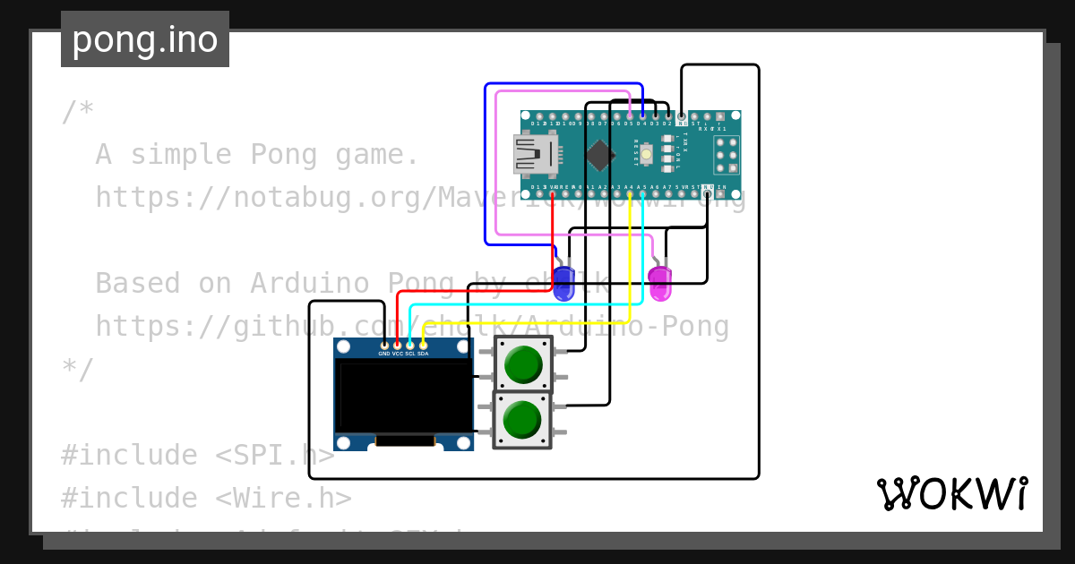 Pong ino oled 64x32 copy maverick under construction wokwi arduino