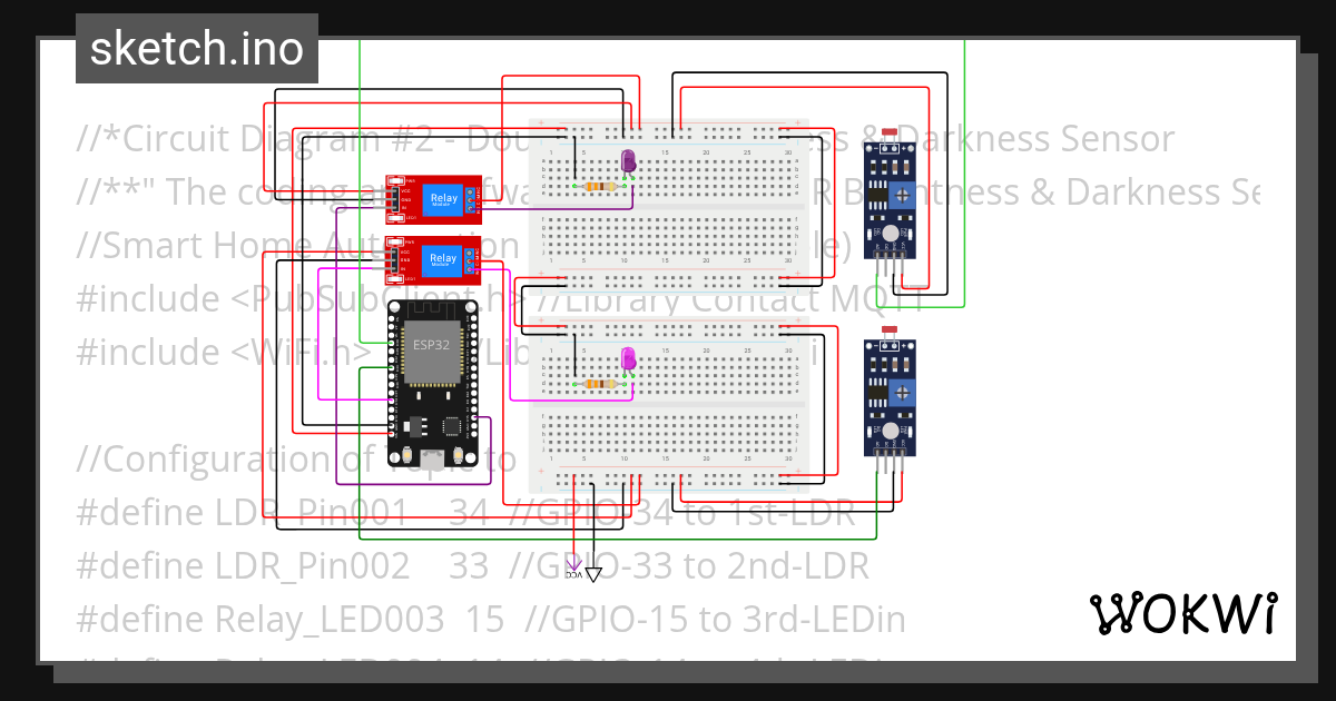 2B Circuit Diagram and Solfware Process LDR Brightness & Darkness