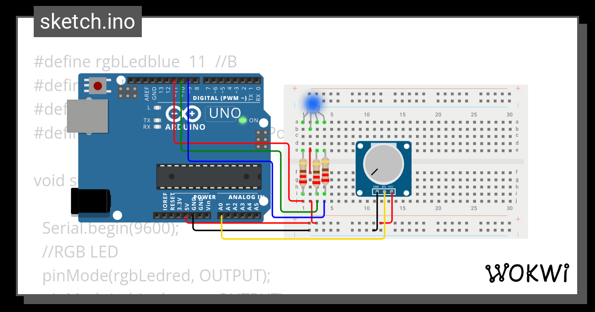 Pry 3 - RGB LED + Potenciometro - Wokwi ESP32, STM32, Arduino Simulator