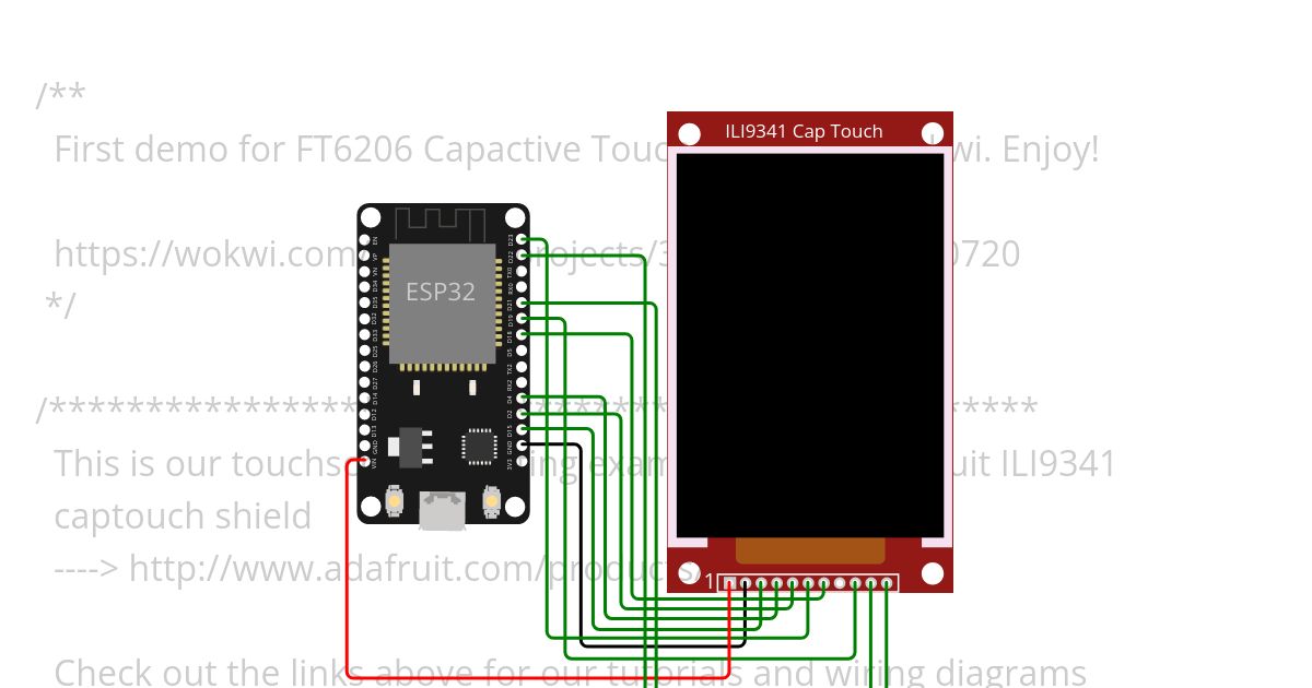 ESP32 - TFT_eSPI test.ino simulation