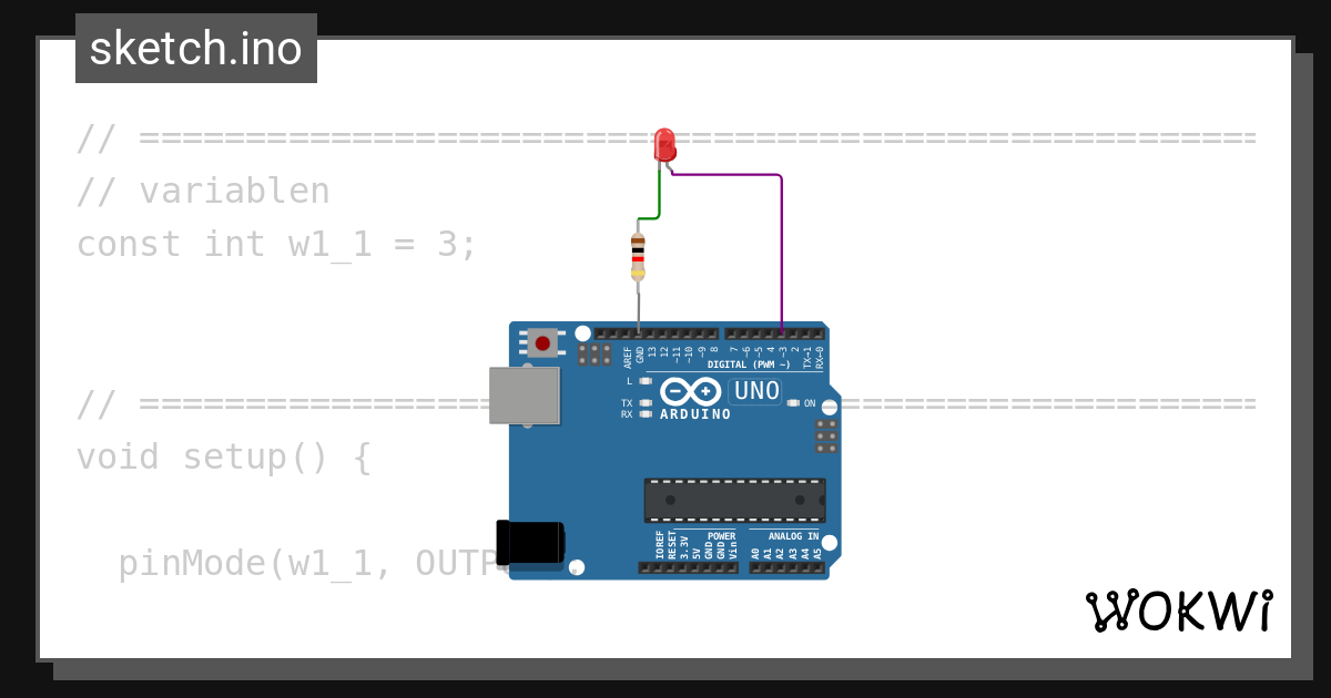 Wuerfel led1 blinkt wokwi esp32 stm32 arduino simulator