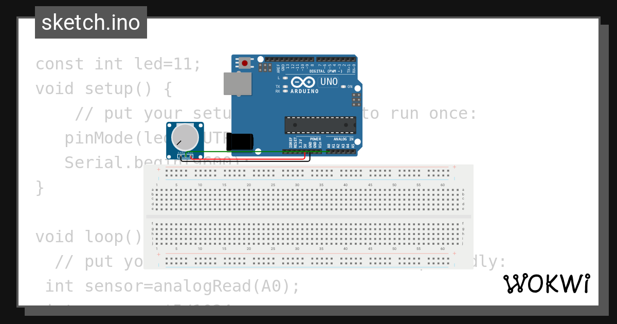 sensor work poteniometer - Wokwi ESP32, STM32, Arduino Simulator