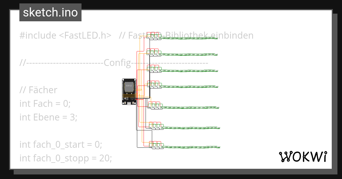 LED streifen - Wokwi ESP32, STM32, Arduino Simulator