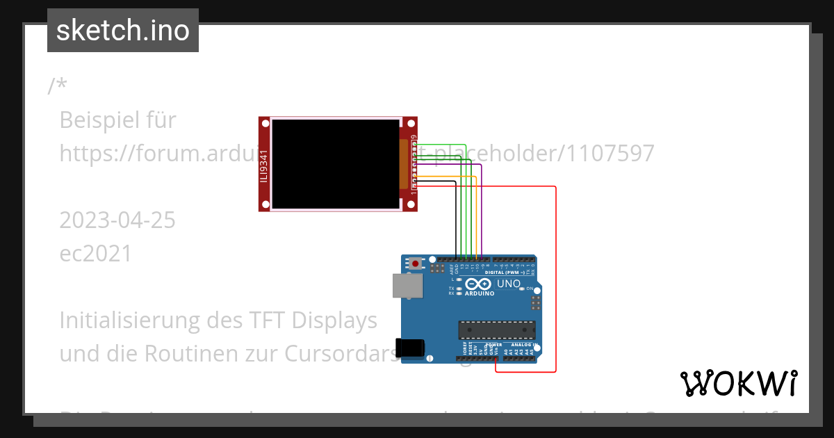 TFTCursor UNO V Test - Wokwi ESP32, STM32, Arduino Simulator