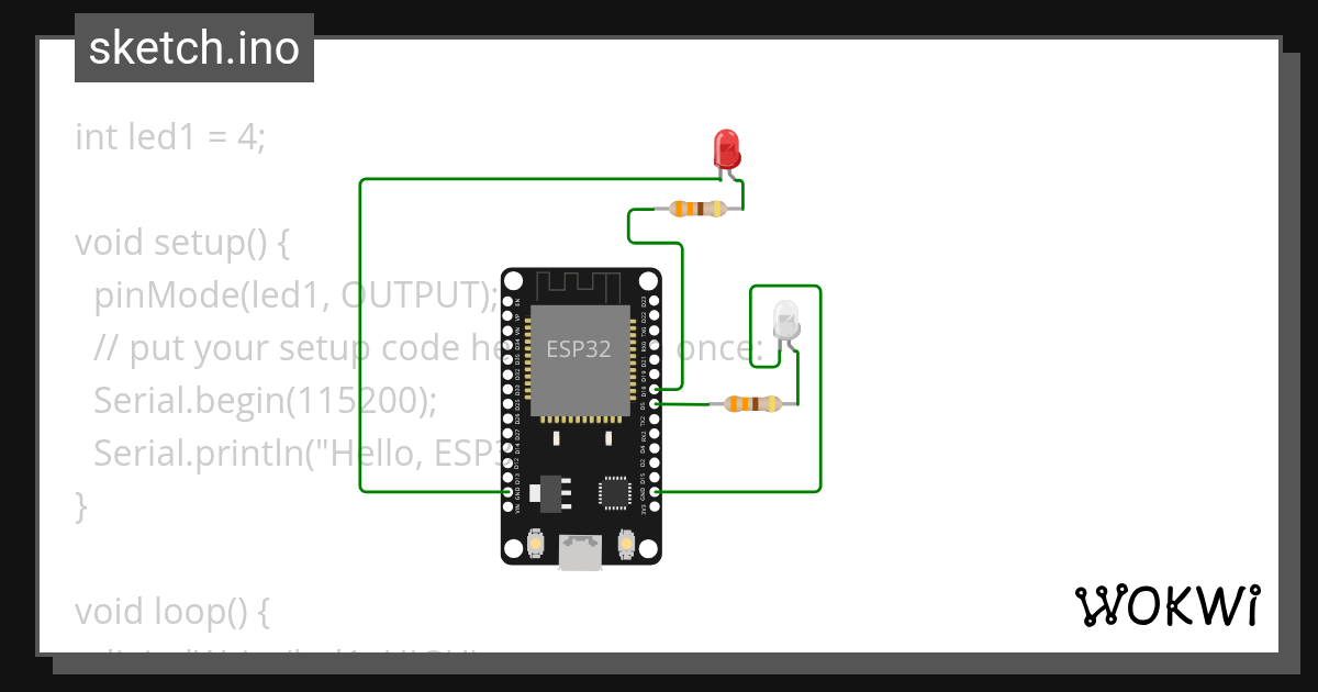 ESP_LED_Blink1 Wokwi ESP32, STM32, Arduino Simulator