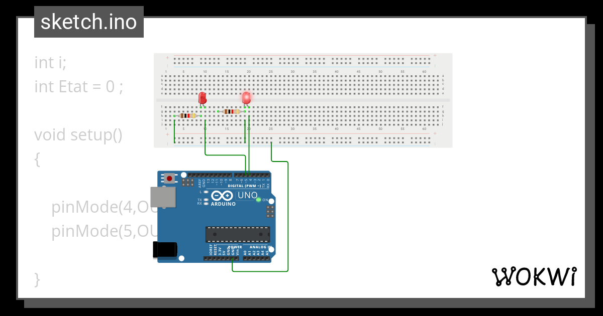 jeu de lumière LED/RESISTANCE - Wokwi ESP32, STM32, Arduino Simulator