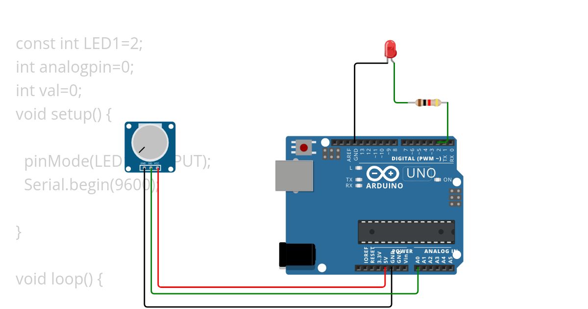 LED with potentiometer simulation