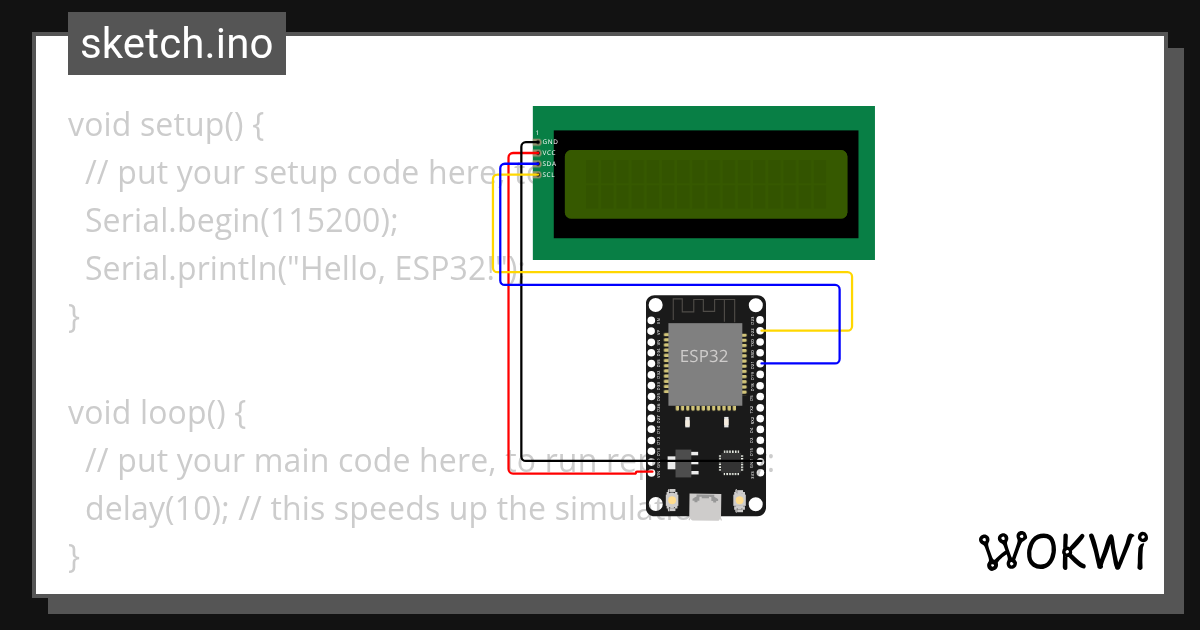 ESP32 I2C LCD - Wokwi ESP32, STM32, Arduino Simulator