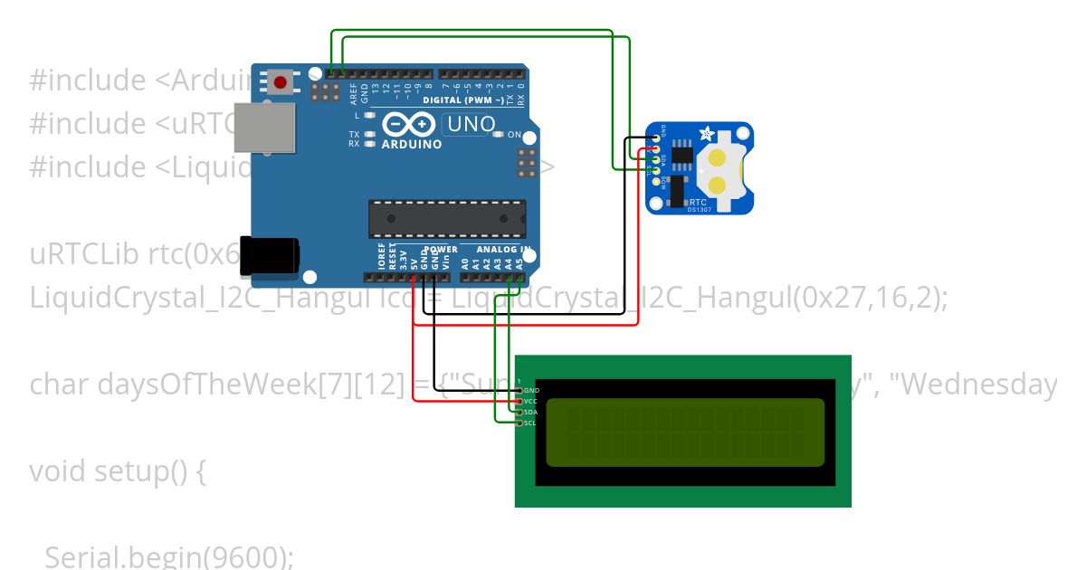 DS1307 RTC + Arduino UNO simulation