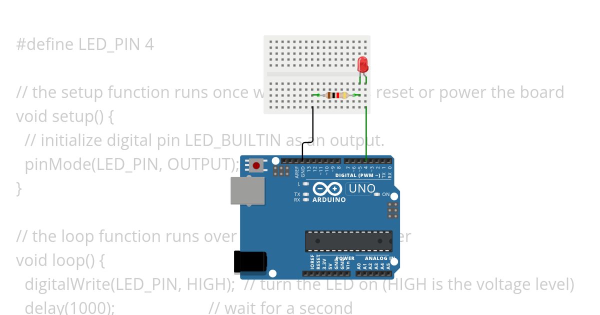 Blink External LED with Breadboard simulation