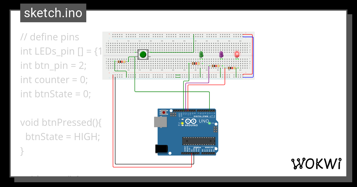 Led v1 ISR - Wokwi ESP32, STM32, Arduino Simulator