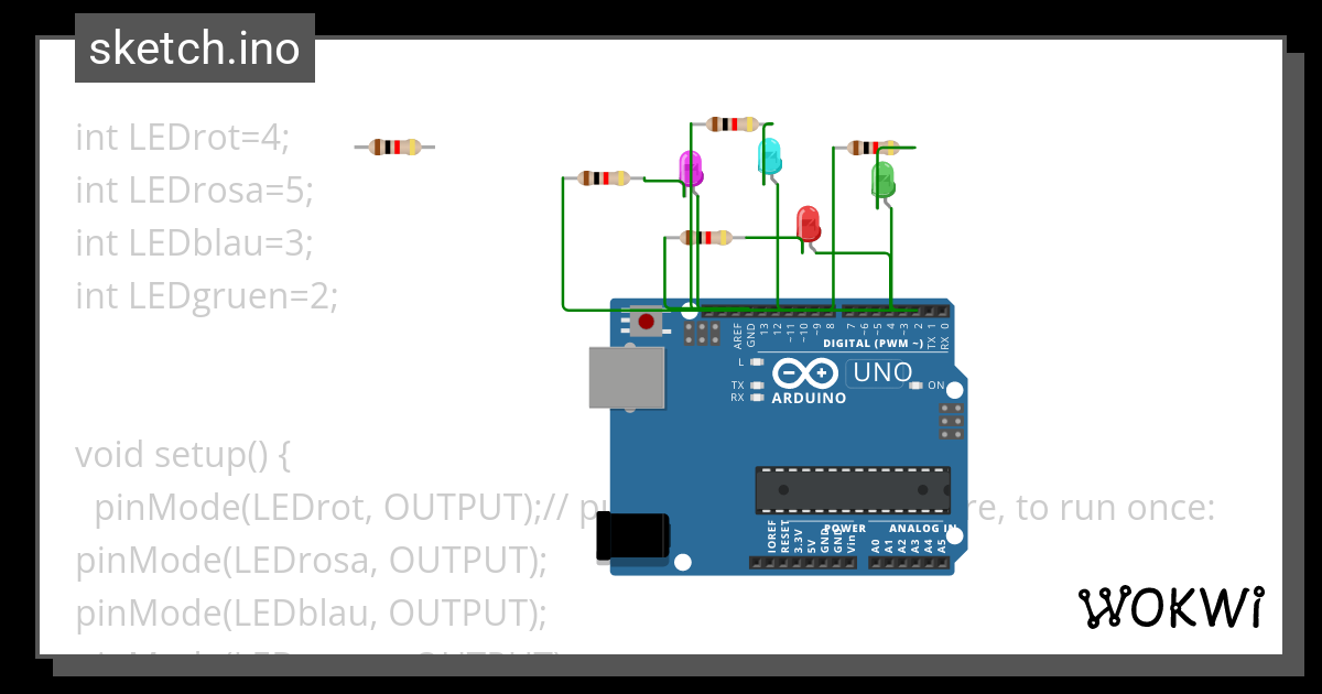 Lichterkette Wokwi ESP32, STM32, Arduino Simulator