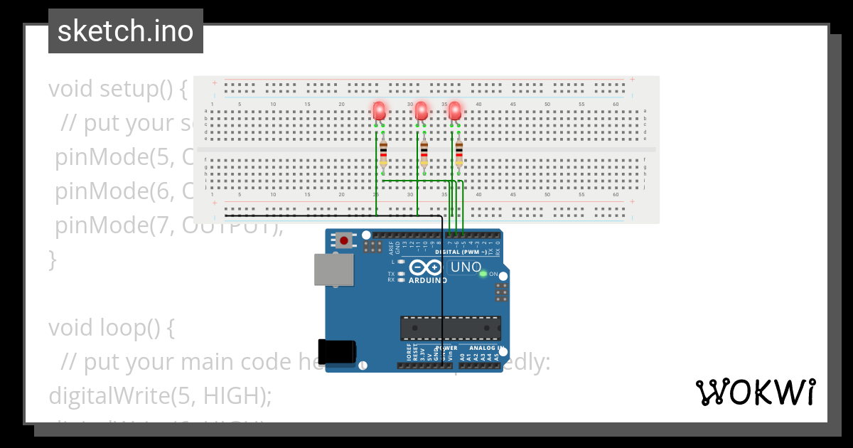 Led setup - Wokwi ESP32, STM32, Arduino Simulator