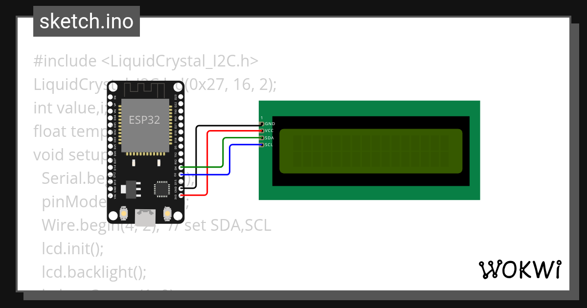 LCD_i2C - Wokwi ESP32, STM32, Arduino Simulator