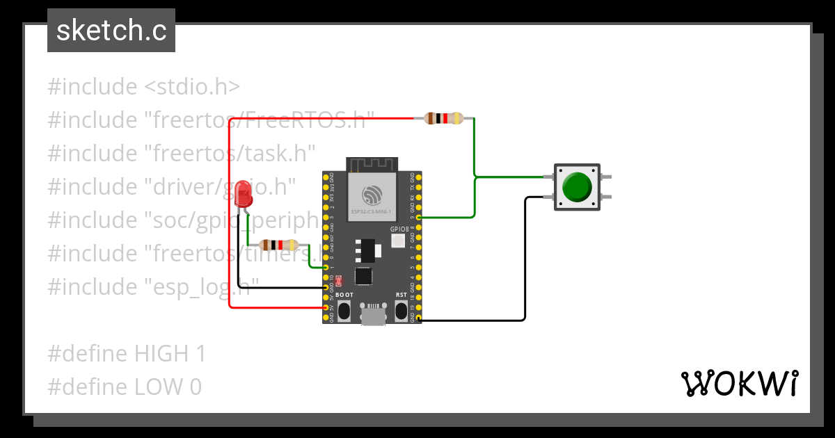 Push Button Wokwi Esp32 Stm32 Arduino Simulator 