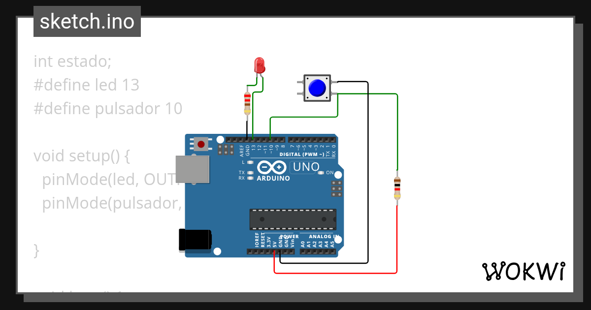 Pulsador Pull Up - Wokwi ESP32, STM32, Arduino Simulator